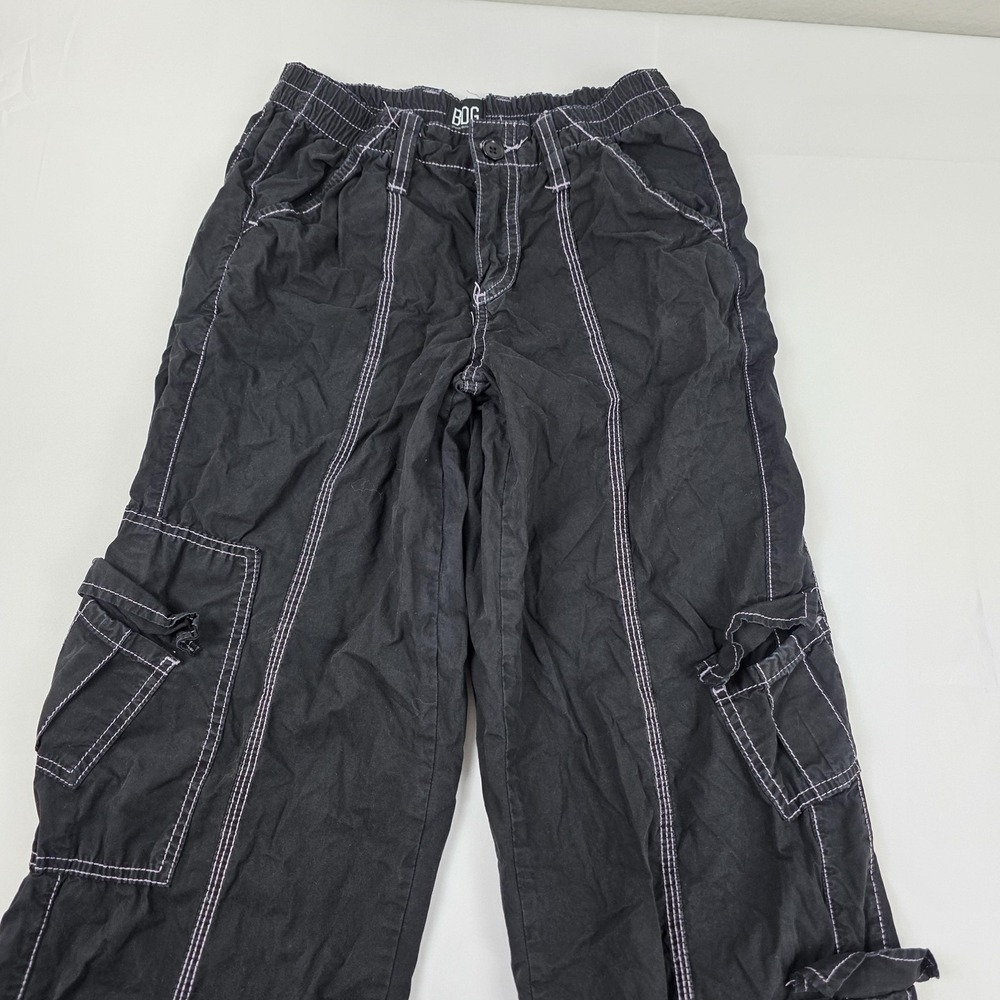 BDG Y2K Cargo Pants Womens XS Black Wide Leg Elastic Waist Utility Pockets - Picture 3 of 14
